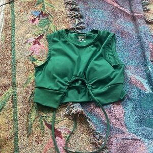 Green Ruched Crop Top